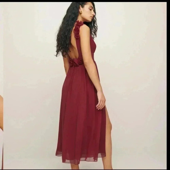 NWOT Reformation x New York City NYC Ballet Flor Low Back Midi Dress Red 2 - Picture 3 of 6